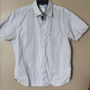 Men's Blue flower pattern  Short Sleeve Shirt